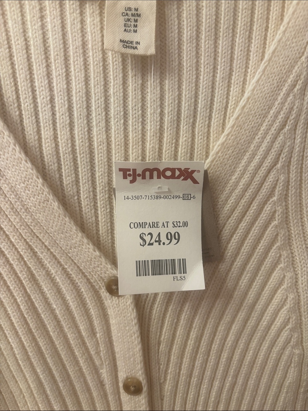 Cream Ribbed Button-Front Knit Dress - Picture 7 of 7